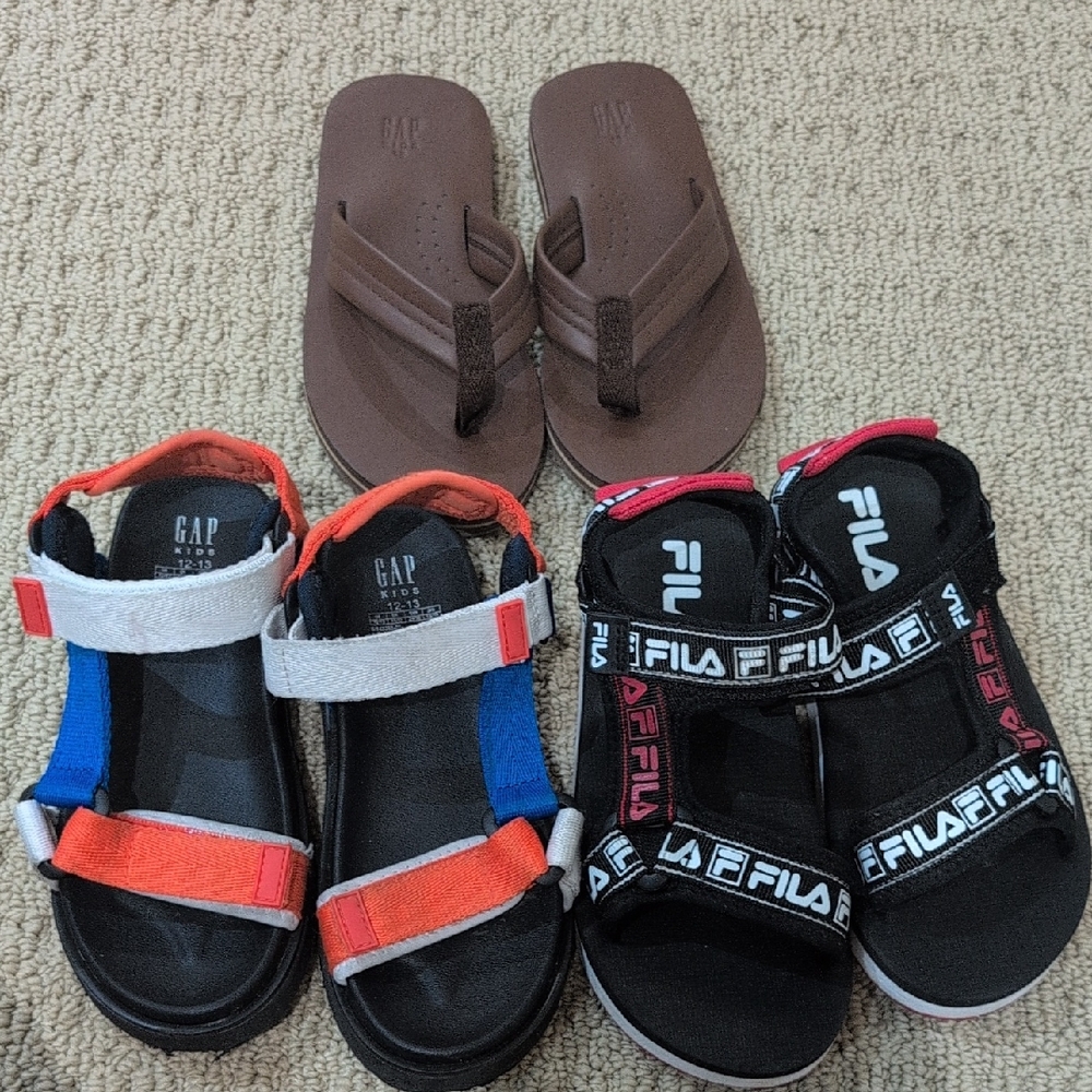 3 XGap And Fila Kids Sandals - Black, White, and Red X 3 Sandals